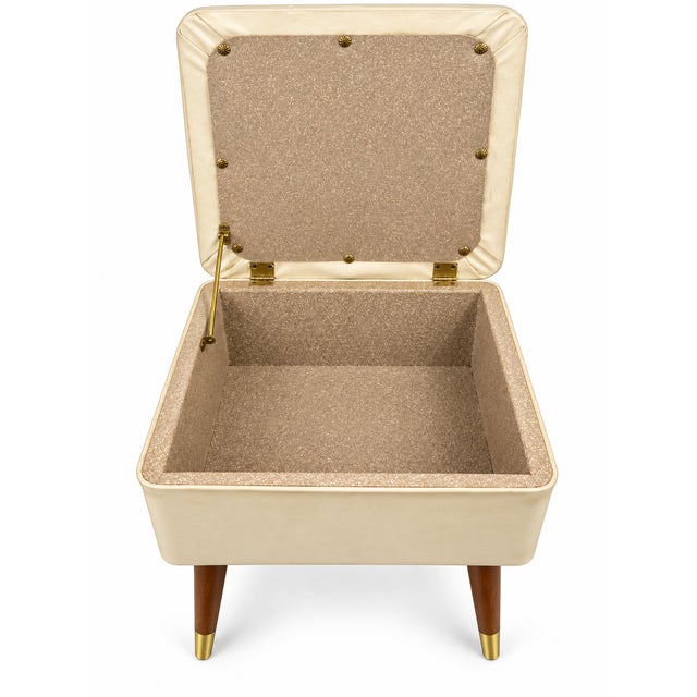 Vintage Mid Century Modern Sewing Stool Ottoman With Storage For Sale - Image 4 of 4