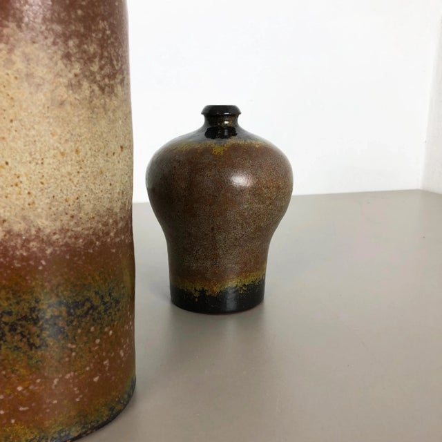 German Ceramic Studio Pottery Vase by Elmar & Elke Kubicek, 1970s, Set of 3 For Sale - Image 9 of 18