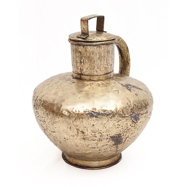 Antique brass milk can. Careful, old repairs. Early 20th century