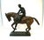Classic Large Jockey riding a racehorse with tack. Great two-tone finish, the rider is a darker bronze and the horse has a...