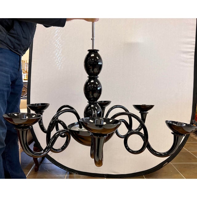Black Murano Glass Chandelier Made in Italy by VeArt | Chairish