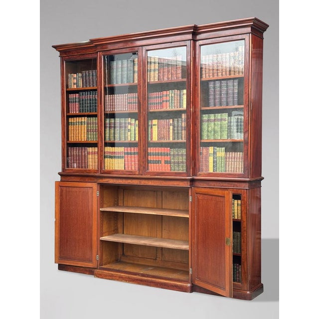 Large Mahogany Breakfront Library Bookcase, 1840s For Sale - Image 3 of 10