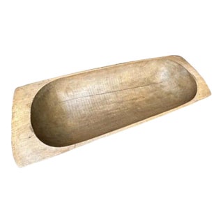 Early 1900s Antique Primitive Hand Carved Wooden Dough Bowl Wood, XL For Sale