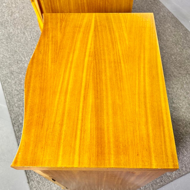 1960s 60s Satinwood Lowboy Dresser & Nightstand For Sale - Image 5 of 10