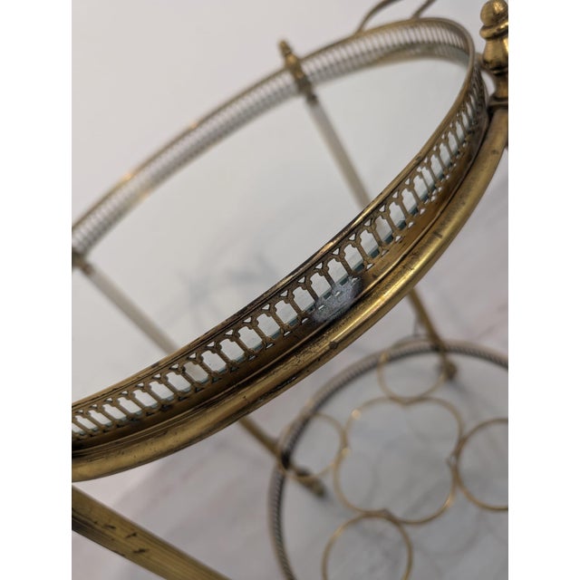 Gold Vintage French Bar Cart in Brass, 1950s For Sale - Image 8 of 15
