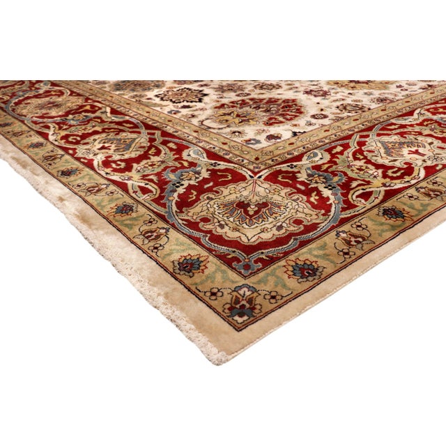 Pasargad Home Tabriz Lamb's Wool Area Rug, 9' 0" X 11' 9", Ivory For Sale - Image 4 of 7