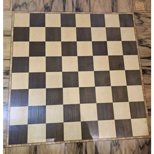 Mid 20th Century Schild Intarsia Walnut & Marquetry Top Games Table Checkers & Chess Made Germany For Sale - Image 5 of 9