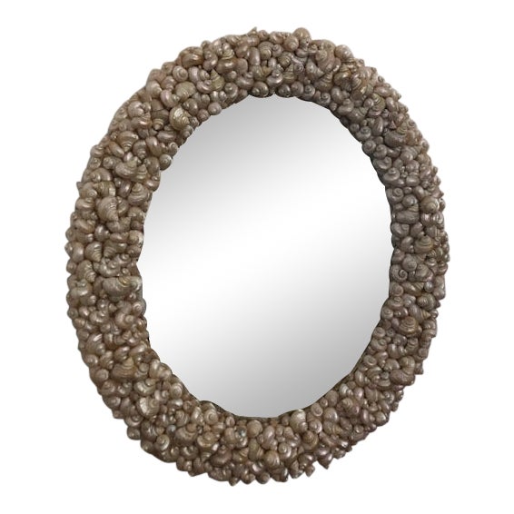Coastal Oly Studio Oval Shell Mirror For Sale