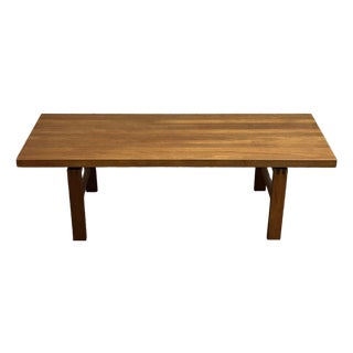 Mid Century Modern Danish Solid Teak Coffee Table Signed Illegibly 1960s For Sale