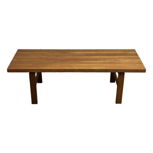 Mid Century Modern Danish Solid Teak Coffee Table Signed Illegibly 1960s For Sale