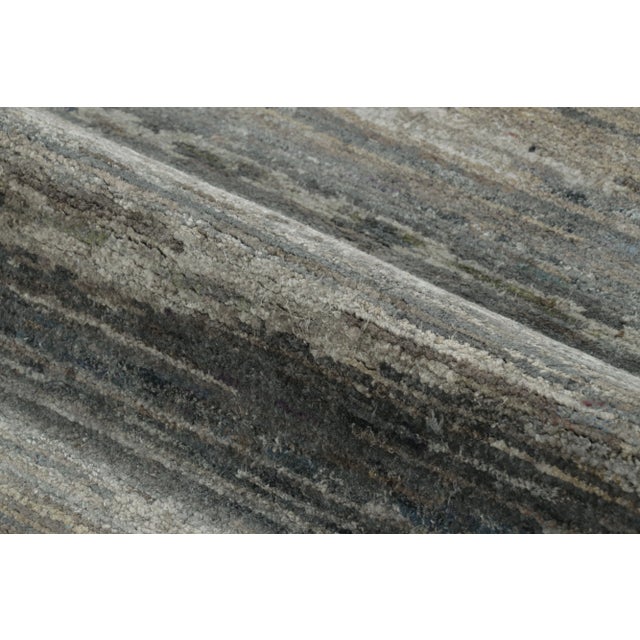 Textile Rug & Kilim's Solid Textural Rug, Blue and Gray Monochrome Stripes and Striae For Sale - Image 7 of 7