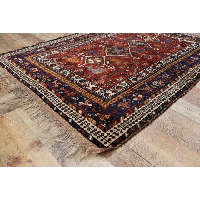 Vintage Persian Shiraz Rug - 04'01 X 05'07 For Sale In Dallas - Image 6 of 9
