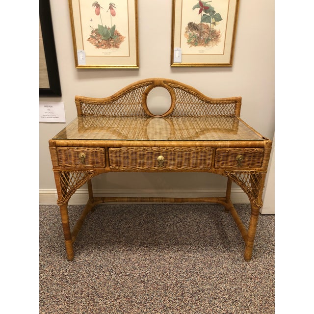 Rattan Wicker Writing Desk Chairish