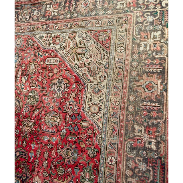 Textile 9ft 6in × 12ft 7in Persian Tabriz Hand-Knotted Wool Area Rug For Sale - Image 7 of 11