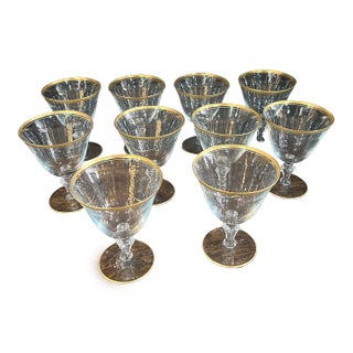 1950s French Tiffin Manchester Wine Glasses - Set of 10 For Sale