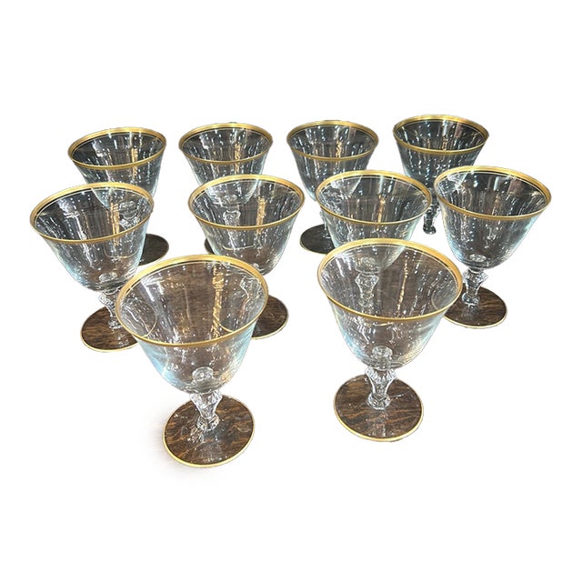 1950s French Tiffin Manchester Wine Glasses - Set of 10 For Sale