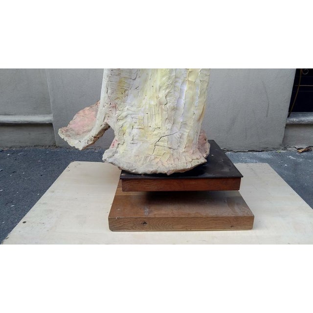 Maurizio Zurla Crema, Figurative Sculpture, 1970s, Polychrome Terracotta on Wood Base For Sale - Image 10 of 15