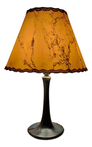 Vintage Table Lamp with Patinated Patterned Metal Base, 1980s