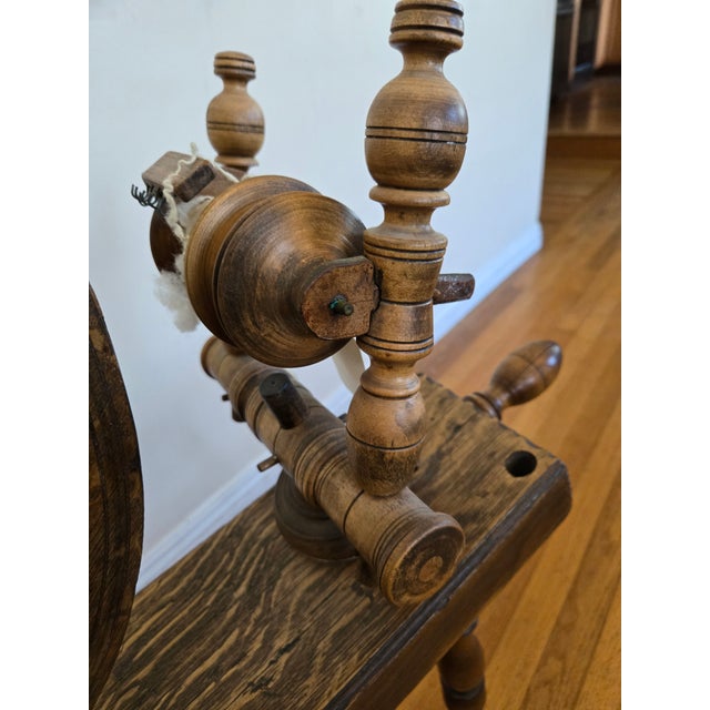 Antique Saxony Style Spinning Wheel For Sale - Image 4 of 8