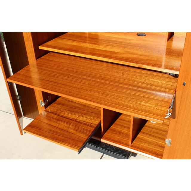 Trak Mid-Century Modern Teak Hidden Office Armoire / Workstation Cabinet For Sale - Image 13 of 18