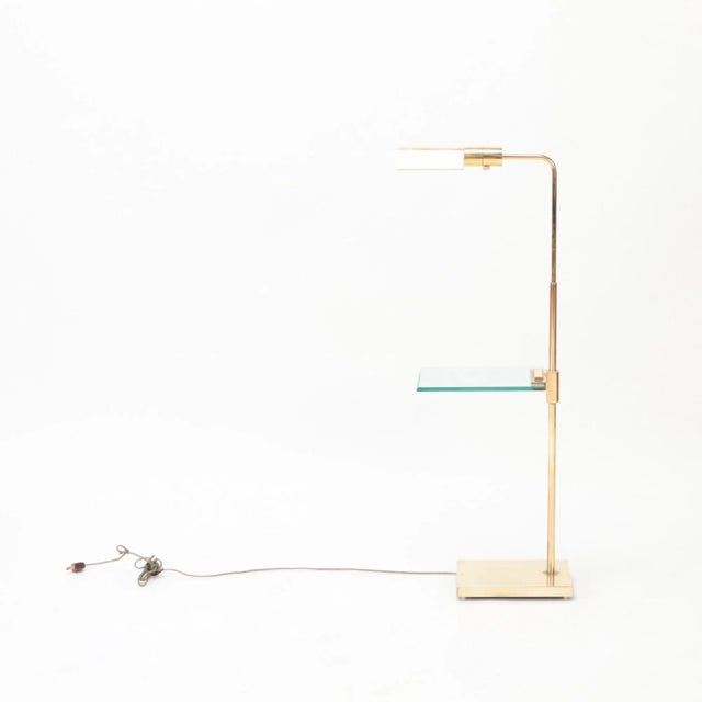 Metal 1970s Brass and Glass Adjustable Floor Lamp For Sale - Image 7 of 9