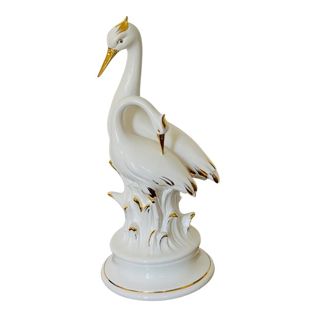 Fabulous Mid 20 Th C Italian Ceramic Sculpture Two Herons For Sale