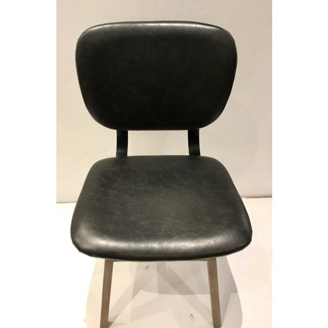 Industrial Modern Black Faux Leather Side Chair/Desk Chair For Sale - Image 4 of 7