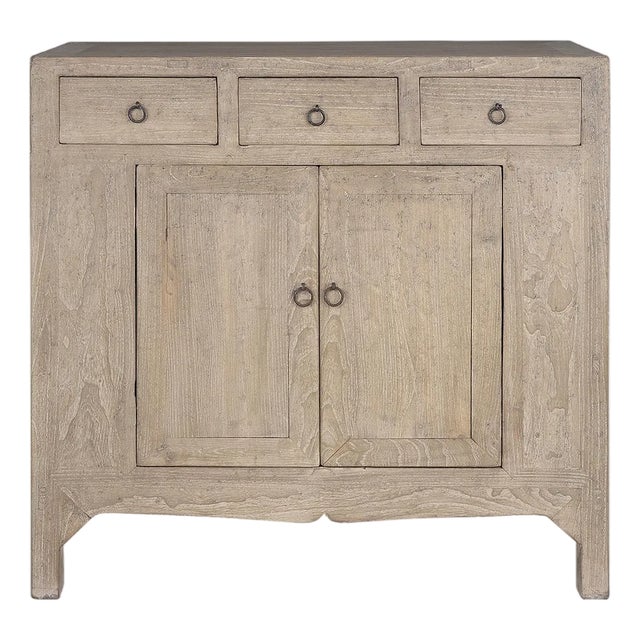 Three Drawer Two Door Server in Bleached Elm For Sale