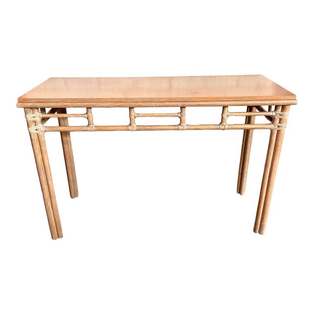 Vintage McGuire California Organic Modern Rattan Cane Console Entryway