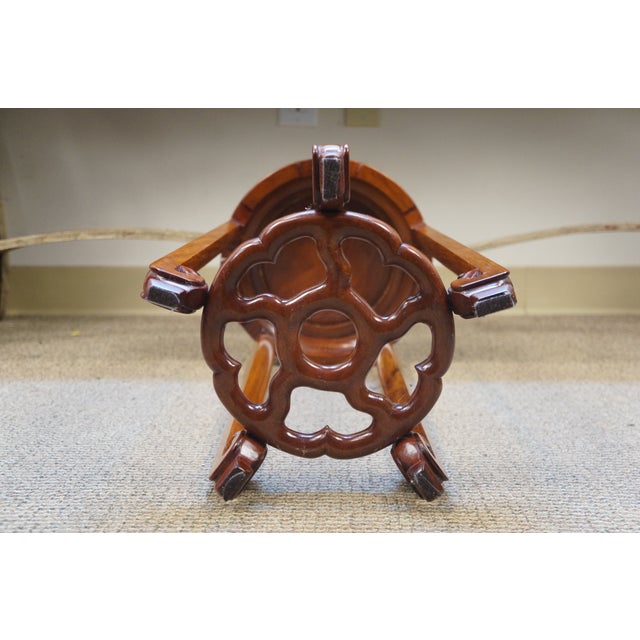 Vintage Chinese Chinoiserie Carved Elm Pedestal Plant Sculpture Stand 26" For Sale - Image 10 of 13