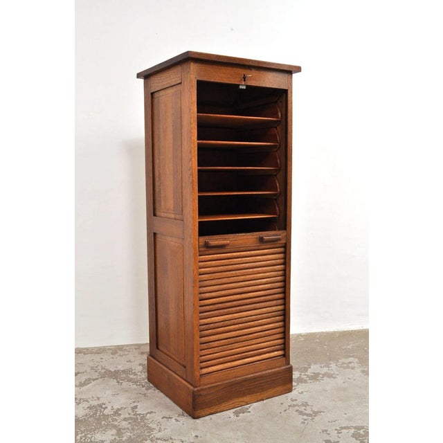 Antique Roller Door Cabinet in Oak, 1900s For Sale - Image 3 of 13