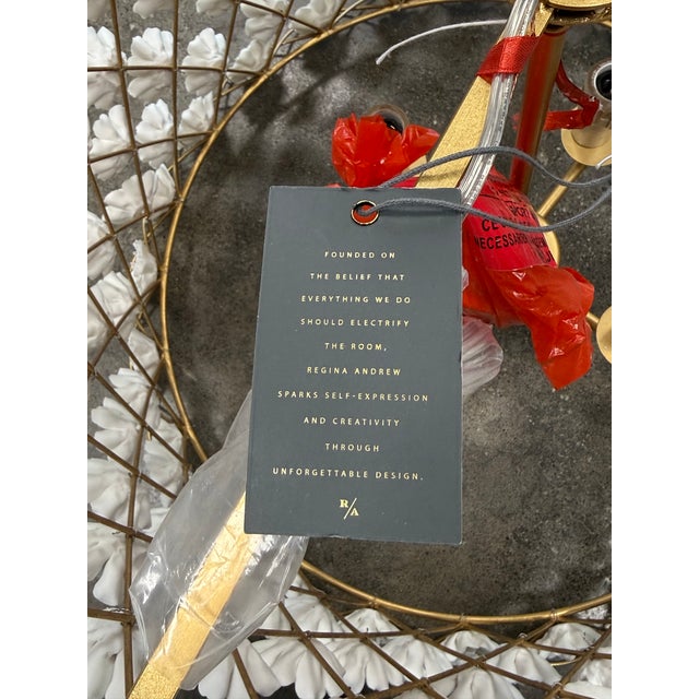 Gold Regina Andrew Alice Porcelain Flower Embellished Chandelier For Sale - Image 8 of 12