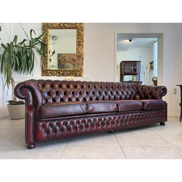 Chesterfield Four Seater Club Sofa in Oxblood For Sale - Image 3 of 18