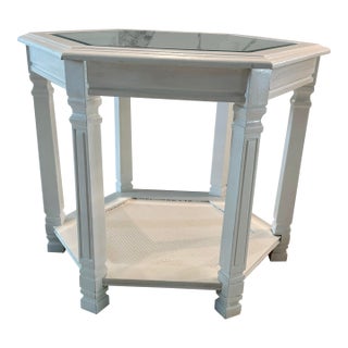 1960’s Vintage Hexagonal White Side Table For Sale