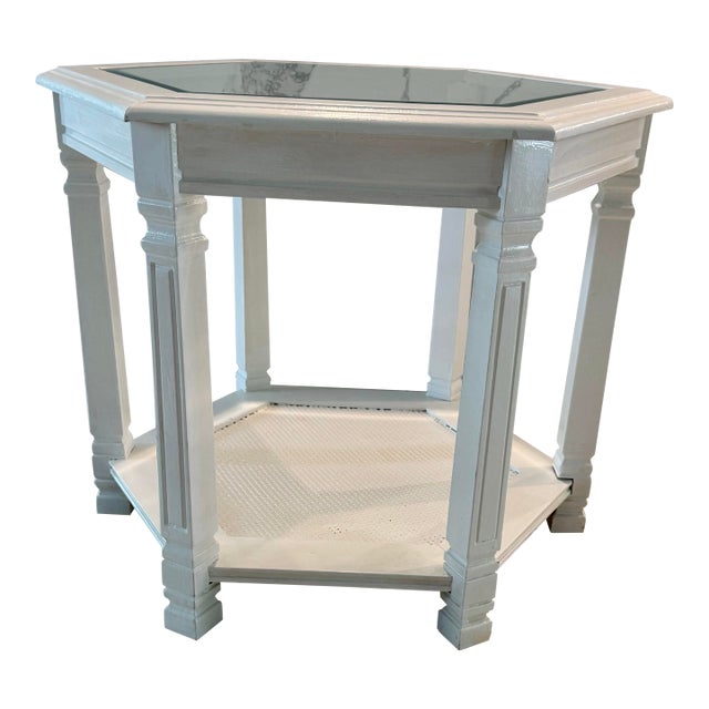 1960’s Vintage Hexagonal White Side Table For Sale