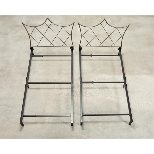Pair of French Neoclassical Iron Lattice Twin Bed Frames For Sale - Image 4 of 18