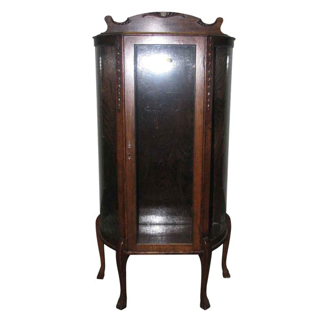Antique Tiger Oak Curio Cabinet | Chairish