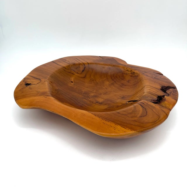 Wood Natural Teak Large Decorative Bowl For Sale - Image 7 of 12