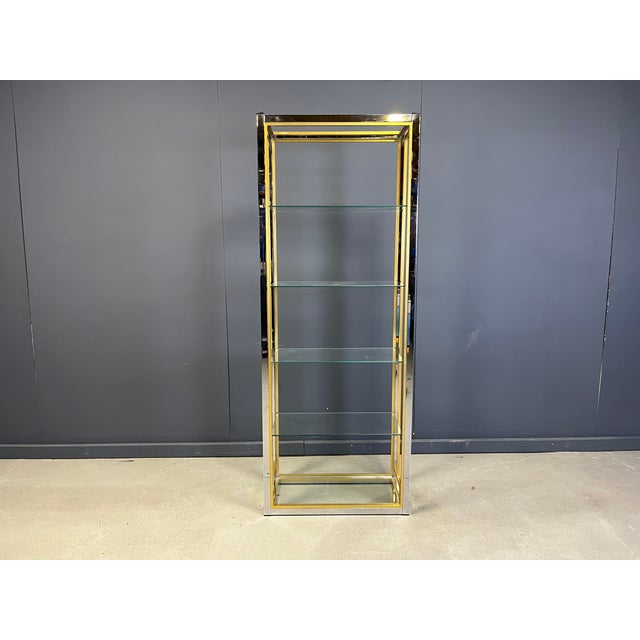 Brass, Glass, and Chrome Shelf from Renato Zevi, 1970s For Sale - Image 6 of 10