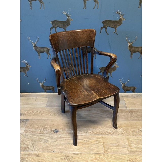 Wood Antique Oak Desk Chair, 1890s For Sale - Image 7 of 7