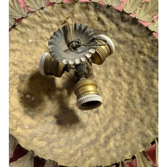 Metal Large Spanish Crown Sunburst Fixture in Gilt Metal, 1950 For Sale - Image 7 of 8
