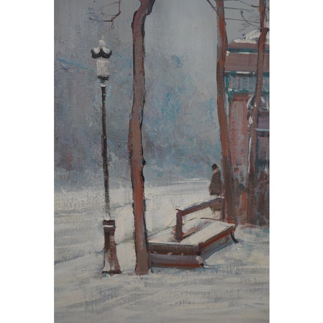 Stunning 20th Century Paris Winter Scene Oil Painting on Canvas For Sale - Image 11 of 14