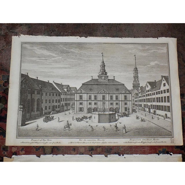 This pair of antique 18th century imperial folio size copperplate engravings depict architectural facades/landscapes in...