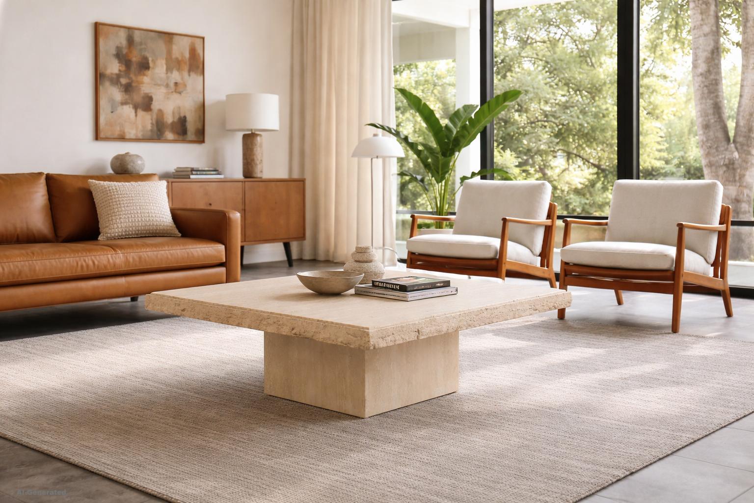Italian Travertine Table イタリア ビンテージ テーブル Vintage Italian Live-Edge Travertine Stone Coffee Table, 1970s