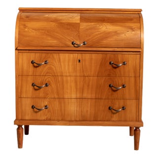 Vintage Scandinavian Elm Secretary, 1950s For Sale