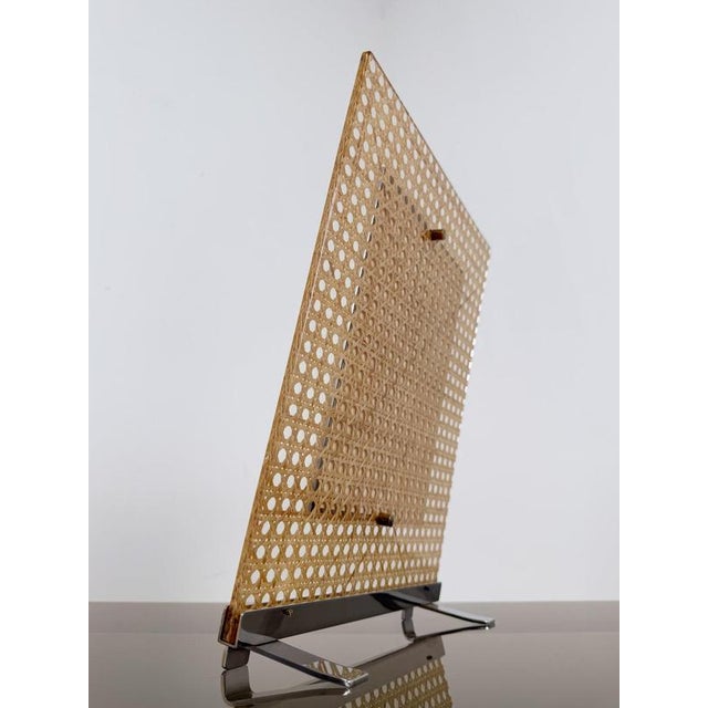 Large Picture Frame in Acrylic Glass, Cane Webbing and Brass in the style of Christian Dior, 1970s For Sale - Image 11 of 17