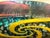 Glass Allain Guillot French Studio Art Glass Vase, Turquoise Foil With Red Murrine and Yellow Bands, Signed m.06-50 For Sale - Image 7 of 11