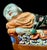 Orange Vintage Chinese Porcelain Figural Pillow, Hand-Painted Boy, 1978 For Sale - Image 8 of 16