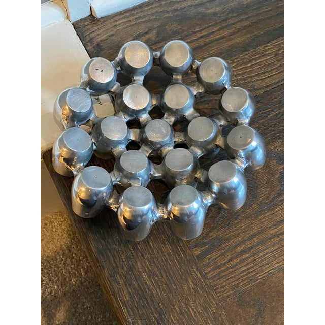 1980s Vintage 1980s Brutalist Metal Flower Bud Vase For Sale - Image 5 of 6