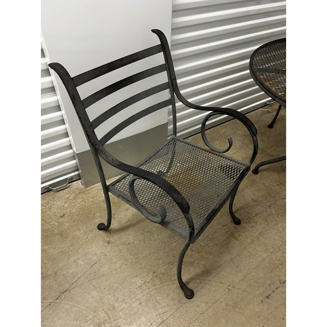 Mid 20th Century Vintage Wrought Iron Patio Set in the Style of Russell Woodard For Sale - Image 5 of 12